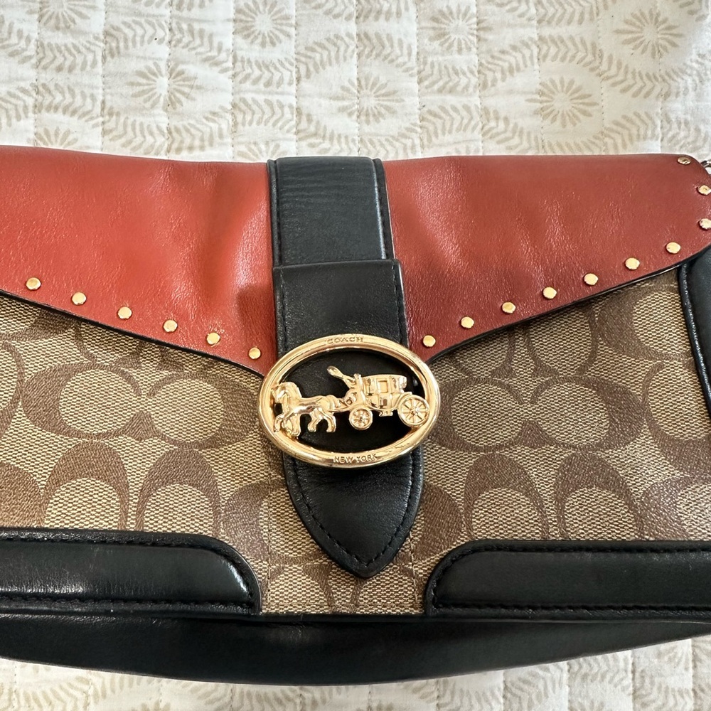 Coach Georgie shoulder bag with color block and rivets